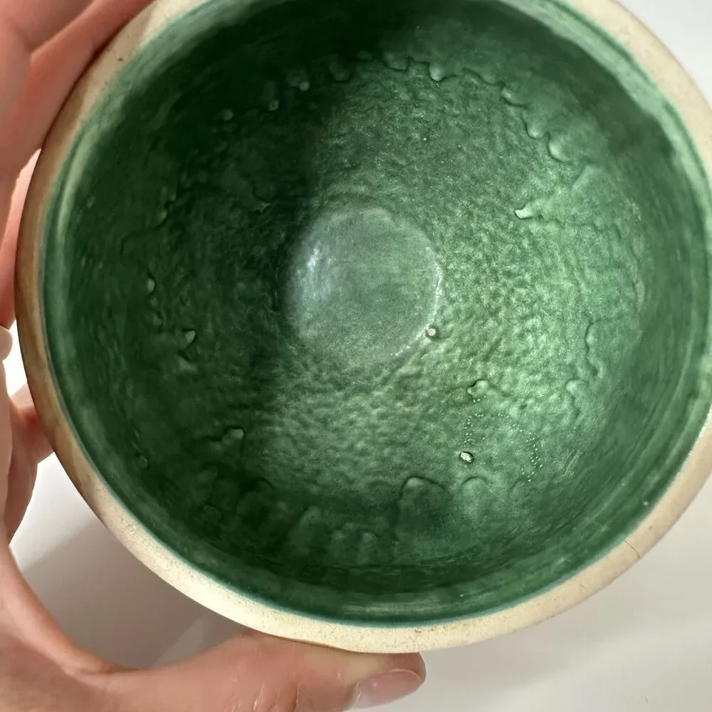 Art Pottery Planter Marked Yosemite National Park Vase Green Brown Swirl 4